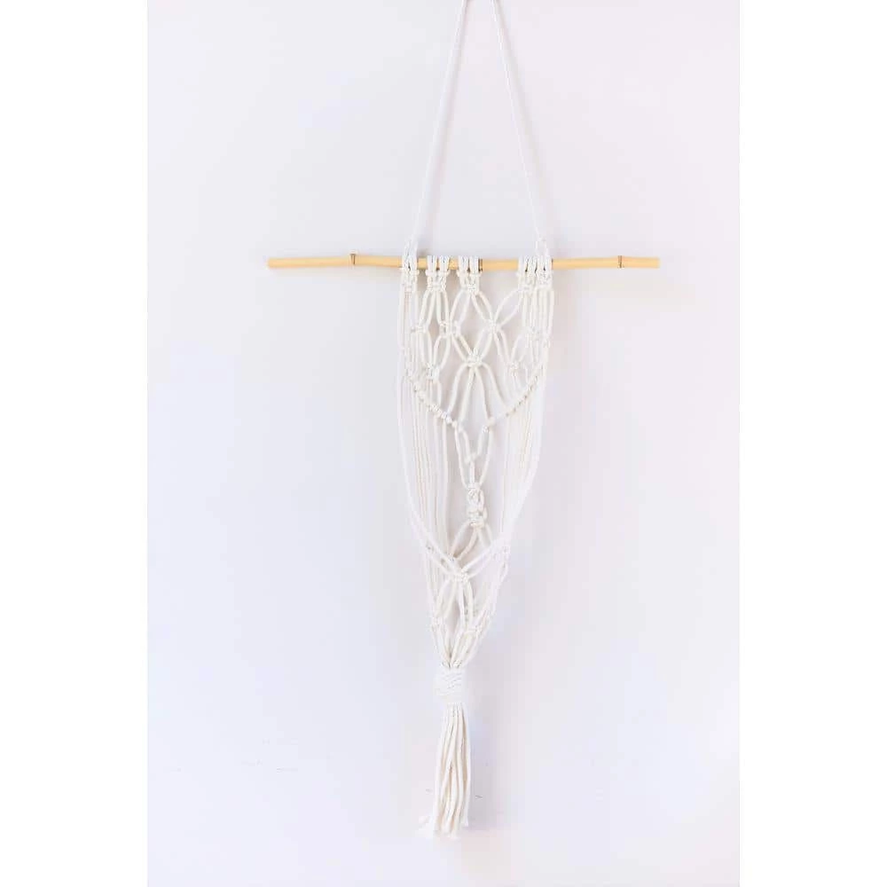 Primitive Planters Polypropylene Large Antique White Macrame Wall Planter