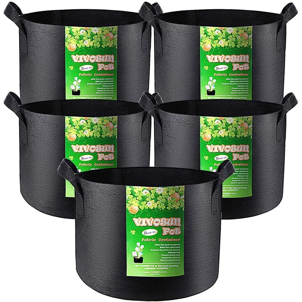 VIVOSUN 20 Gal. Heavy-Duty Nonwoven Fabric Plant Grow Bags with Handles (5-Pack)