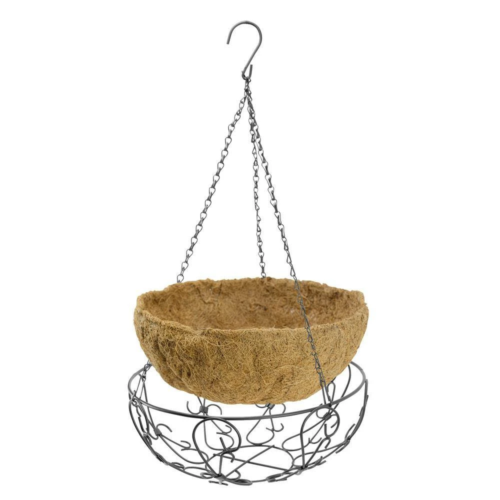 Gilbert & Bennett 14 in. Painted Steel Filigree Hanging Basket with Coco Liner - Image 4