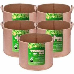 VIVOSUN 1 Gal. Brown Fabric Nonwoven Plant Grow Bags with Handles (5-Pack)