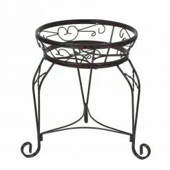 Gilbert & Bennett 15 in. Scroll Braided Bronze Steel Plant Stand