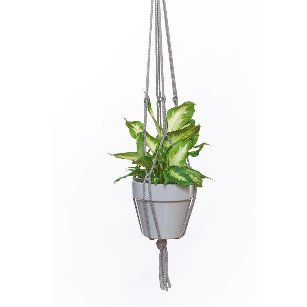Primitive Planters 30 in. Gray Polypropylene Macrame Plant Hanger - Image 2