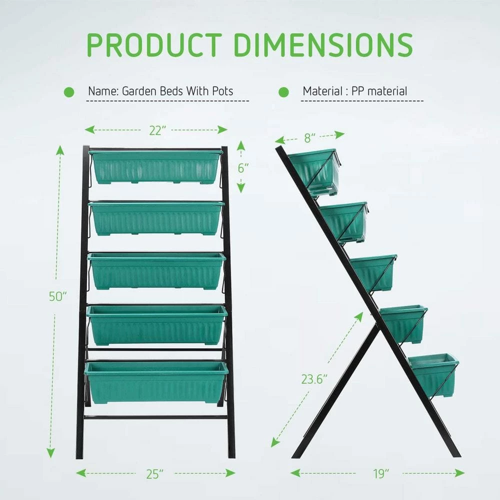 VIVOSUN 4 ft. 5-Tier Vertical Raised Garden Bed - Image 5