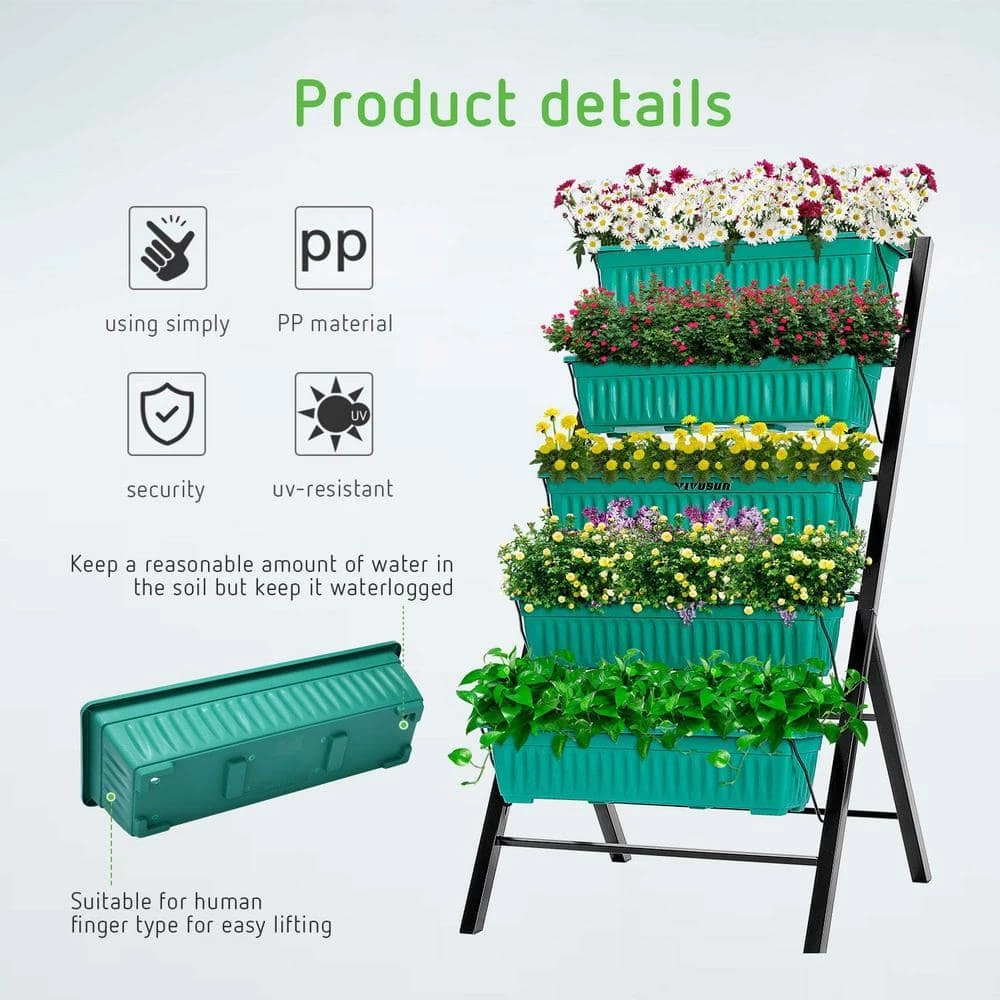 VIVOSUN 4 ft. 5-Tier Vertical Raised Garden Bed - Image 3