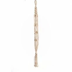 Primitive Planters 42 in. Off White Woven Cotton Woven Knotty Plant Hanger