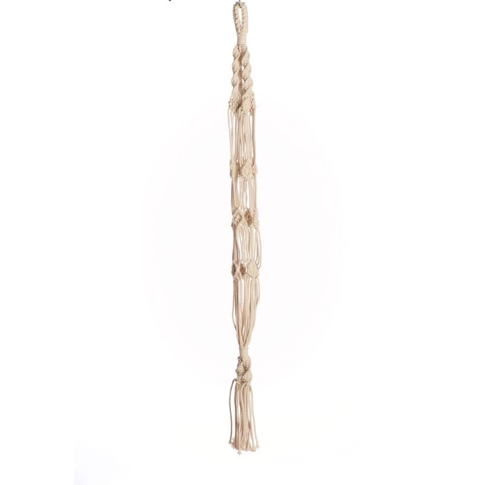 Primitive Planters 42 in. Off White Woven Cotton Woven Knotty Plant Hanger