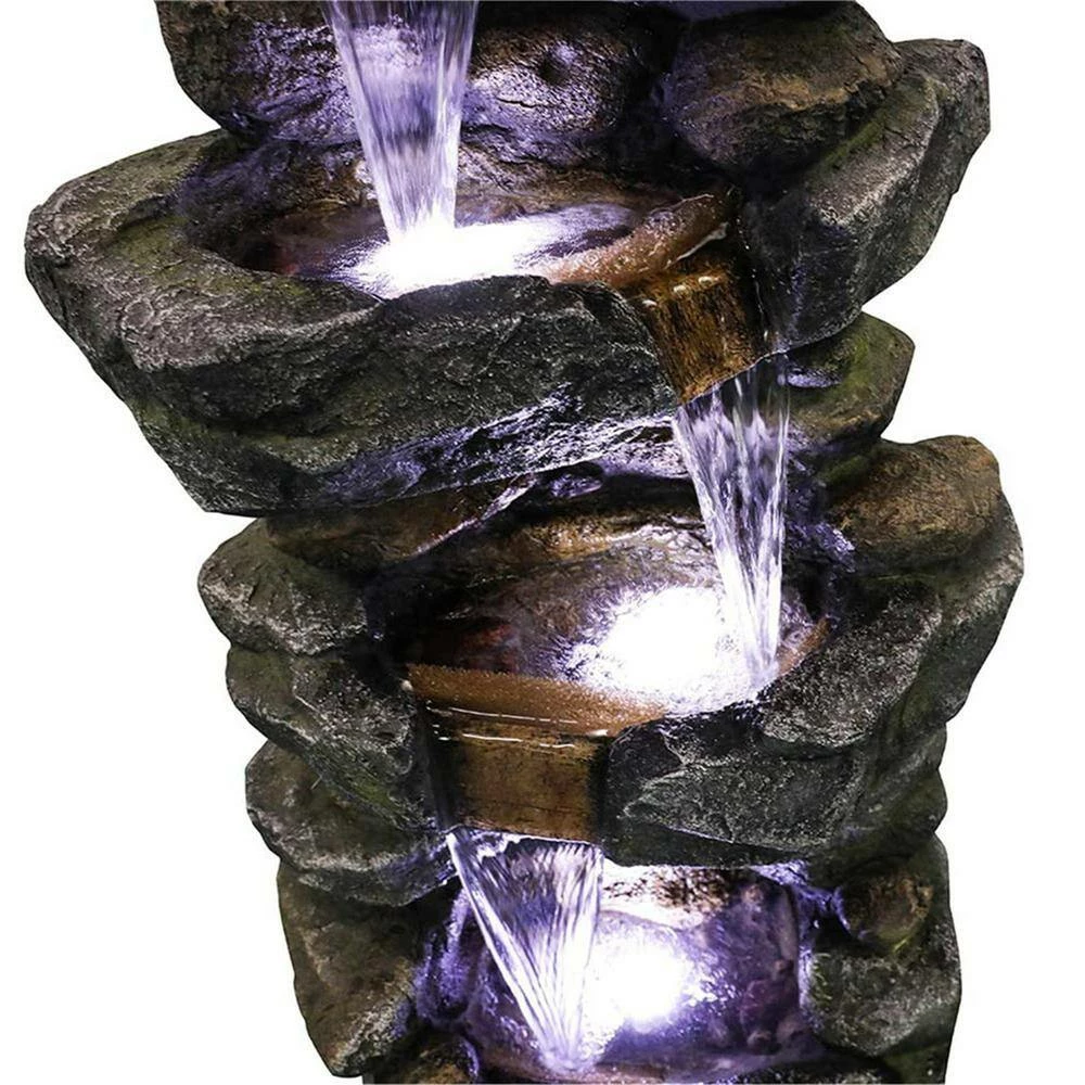 Maocao hoom Outdoor 5-Tier Resin Water Fountain with LED - Image 5