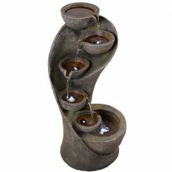 Maocao hoom Outdoor 6-Tier Resin Water Fountain with LED