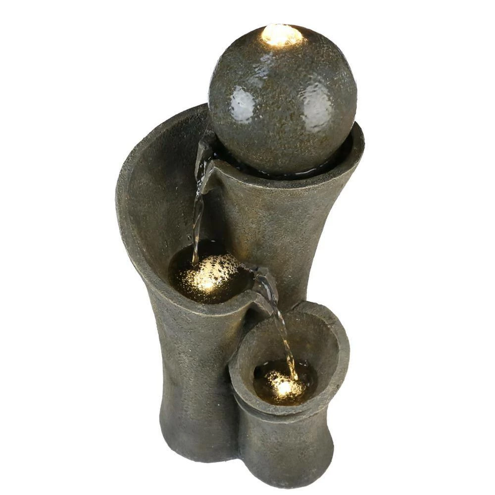 Maocao hoom Outdoor 3-Tier Rock Water Fountain with LED - Image 3