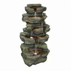 Maocao hoom Outdoor 5-Tier Resin Water Fountain with LED