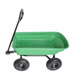 Maocao hoom 3 cu. ft. Steel Garden Cart Folding Wagon Green Color with 10 in. Pneumatic Tires