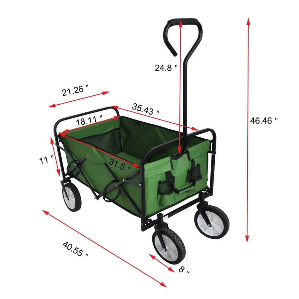 Maocao hoom 4 cu. ft. Green Steel Garden Cart - Image 7