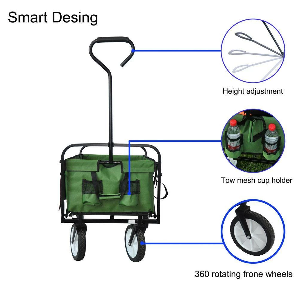 Maocao hoom 4 cu. ft. Green Steel Garden Cart - Image 2