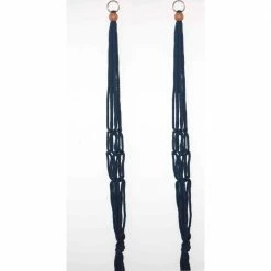 Primitive Planters 36 in. Polypropylene Navy Blue Macrame Plant Hangers (2-Pack)