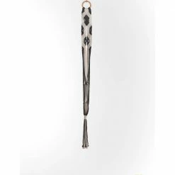 Primitive Planters 48 in. Off White with Black Dip Dye Woven Cotton Macrame Plant Hammock (Natural with Black Dip Dye on Bottom)