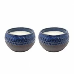 PATIO ESSENTIALS 50 oz. Five Wick Citronella Candle in Ceramic Pot - Blue