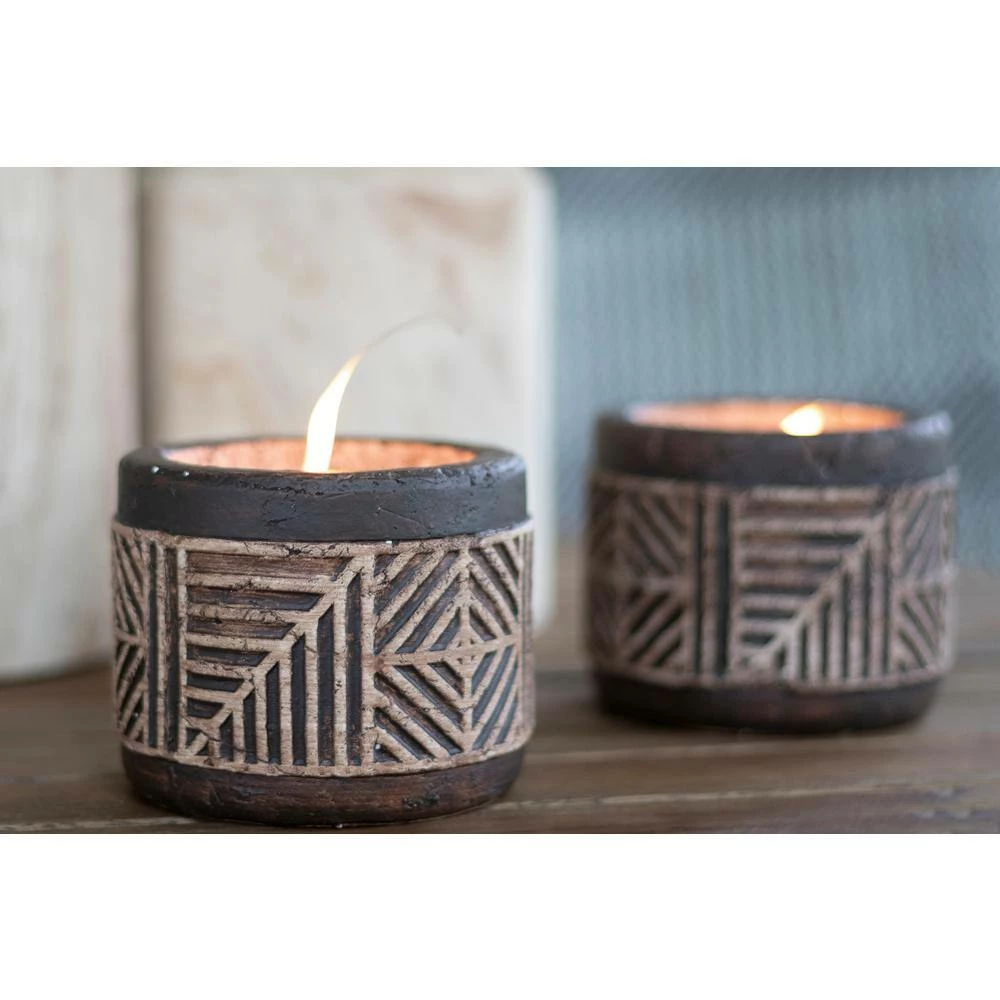 PATIO ESSENTIALS 6 oz. Aztec-Inspired Carved Citronella Candle (3-Pack) - Image 4
