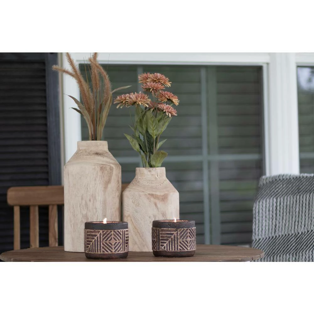 PATIO ESSENTIALS 6 oz. Aztec-Inspired Carved Citronella Candle (3-Pack) - Image 3