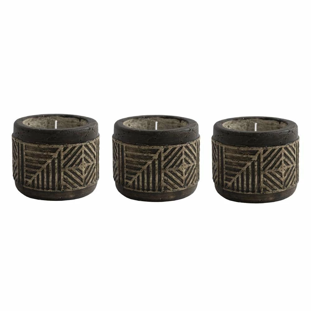 PATIO ESSENTIALS 6 oz. Aztec-Inspired Carved Citronella Candle (3-Pack)