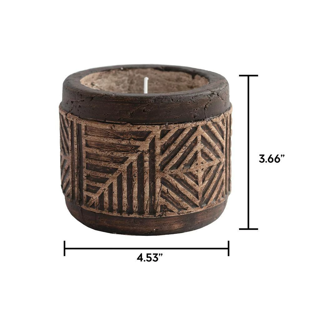 PATIO ESSENTIALS 6 oz. Aztec-Inspired Carved Citronella Candle (3-Pack) - Image 2
