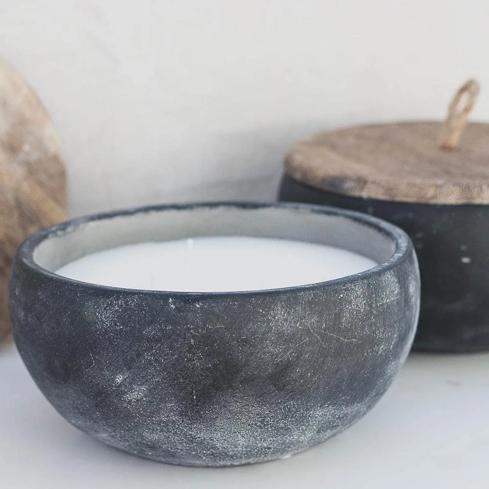 PATIO ESSENTIALS 19 oz. Rustic Ceramic 3 Wick Citronella Candle with Wooden Lid (2-Pack) - Image 5