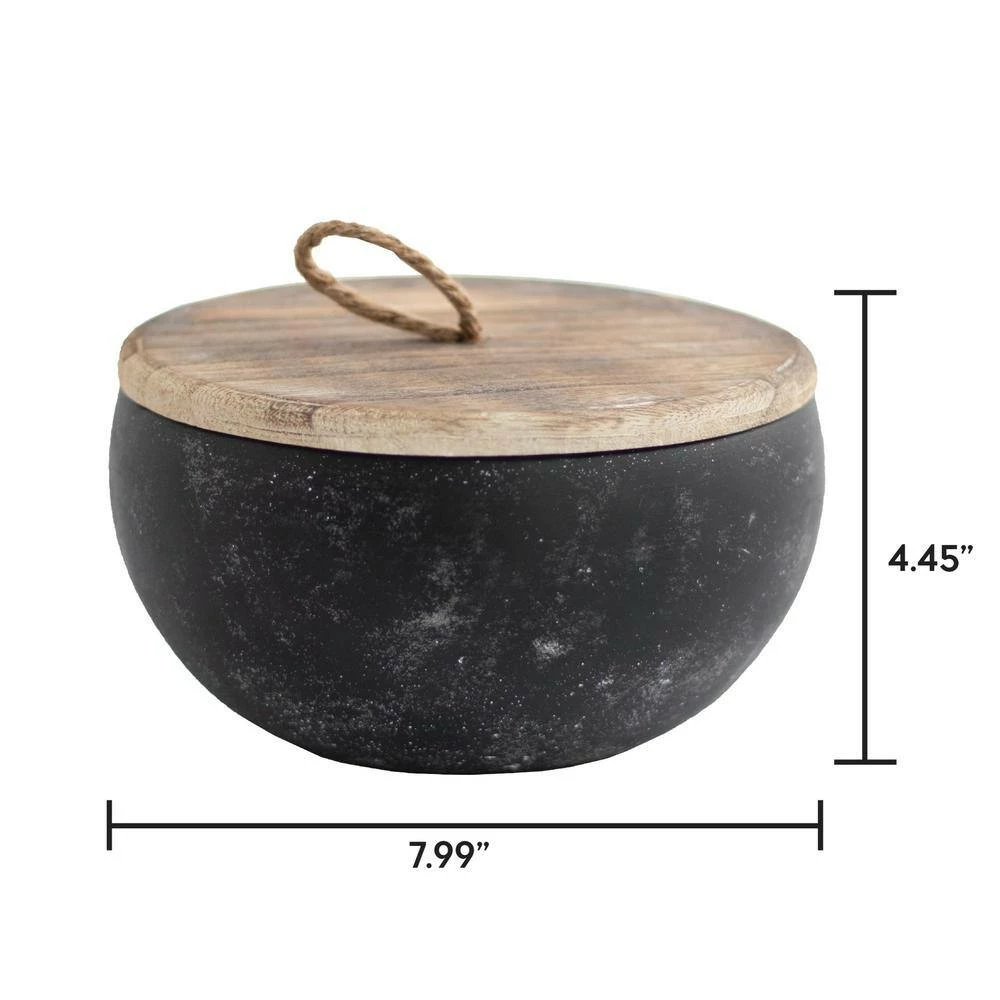 PATIO ESSENTIALS 19 oz. Rustic Ceramic 3 Wick Citronella Candle with Wooden Lid (2-Pack) - Image 3
