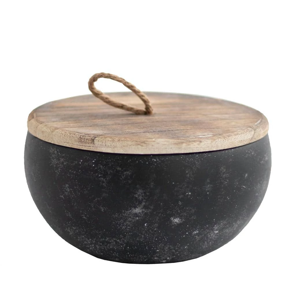 PATIO ESSENTIALS 19 oz. Rustic Ceramic 3 Wick Citronella Candle with Wooden Lid (2-Pack) - Image 2