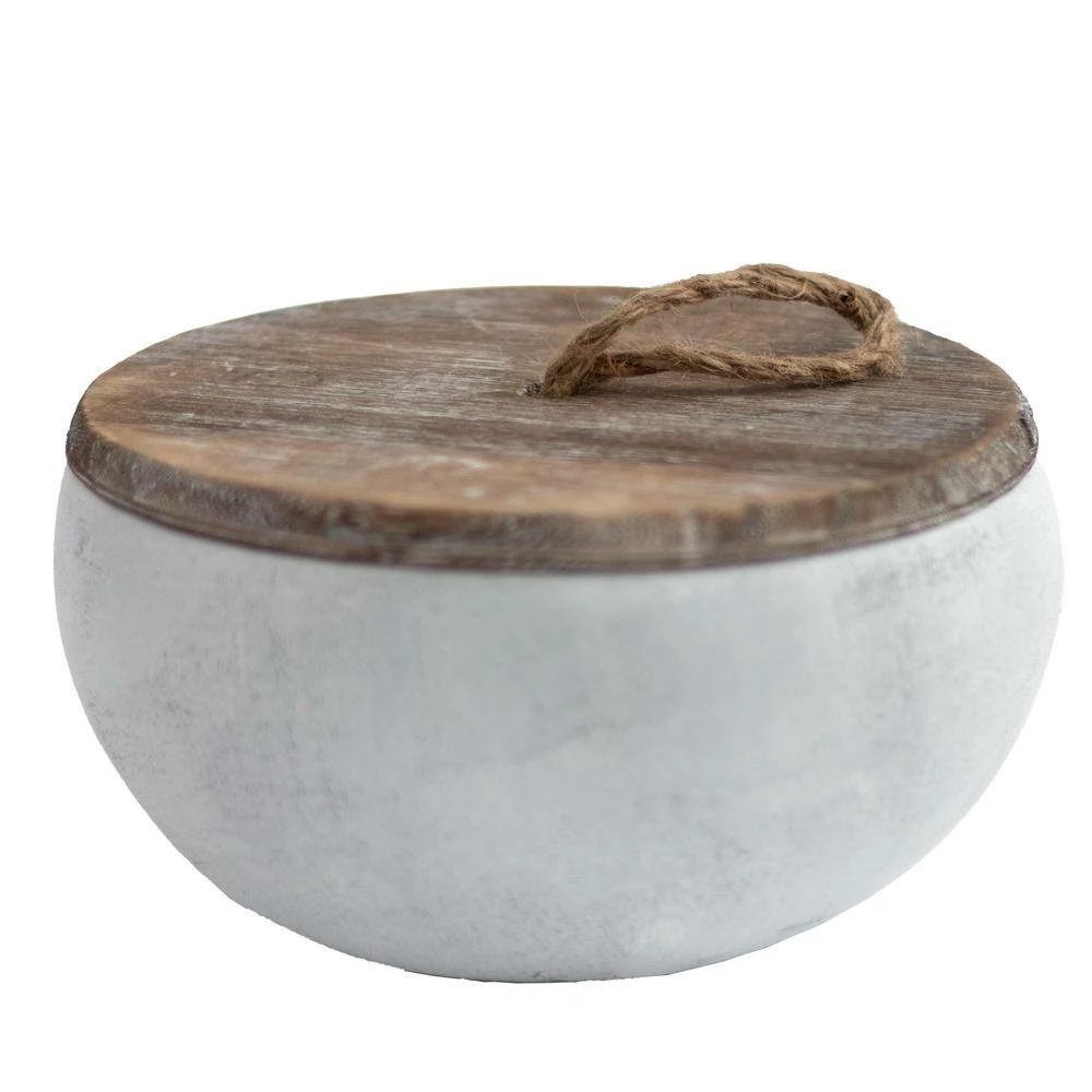 PATIO ESSENTIALS 19 oz. Rustic Ceramic 3 Wick Citronella Candle with Wooden Lid (2-Pack) - Image 2