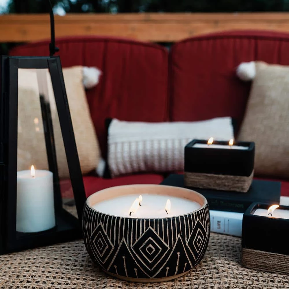PATIO ESSENTIALS 25 oz. Aztec-Inspired 3 Wick Citronella Candle - Image 4