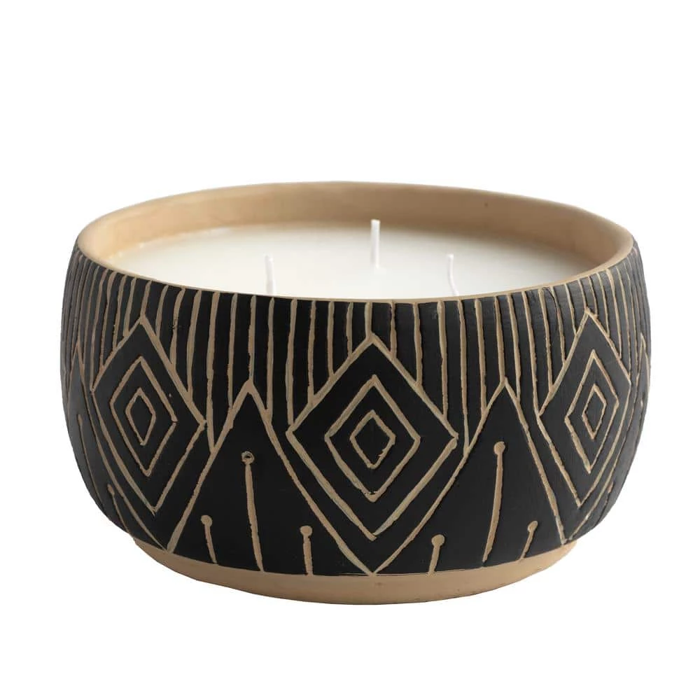 PATIO ESSENTIALS 25 oz. Aztec-Inspired 3 Wick Citronella Candle