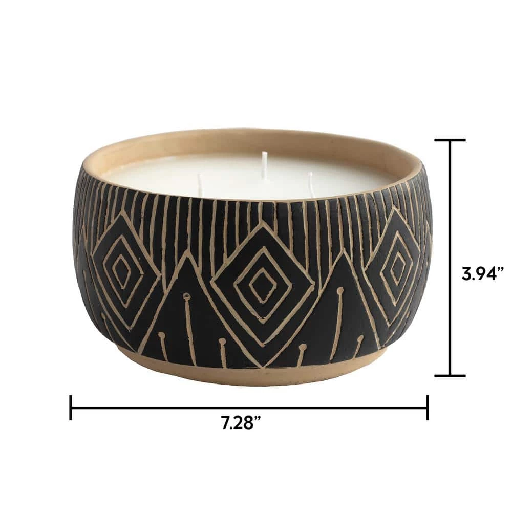 PATIO ESSENTIALS 25 oz. Aztec-Inspired 3 Wick Citronella Candle - Image 2