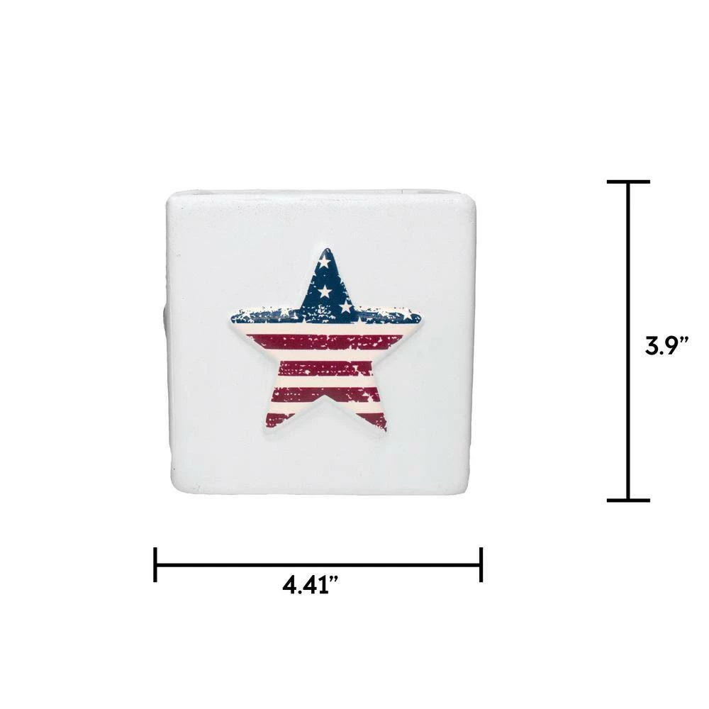 PATIO ESSENTIALS 8 oz. sq. Cement Patriotic Star Citro Candle - Image 2