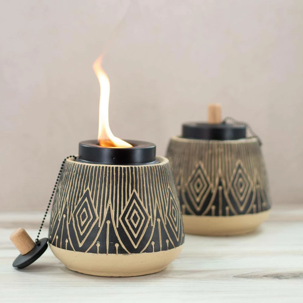 PATIO ESSENTIALS Aztec Black Tabletop Torch (2-Pack) - Image 4