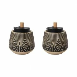 PATIO ESSENTIALS Aztec Black Tabletop Torch (2-Pack)