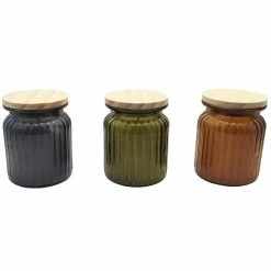 PATIO ESSENTIALS 7.5 oz. Glass Farmhouse Citronella Candle with Wooden Lid (3-Pack)