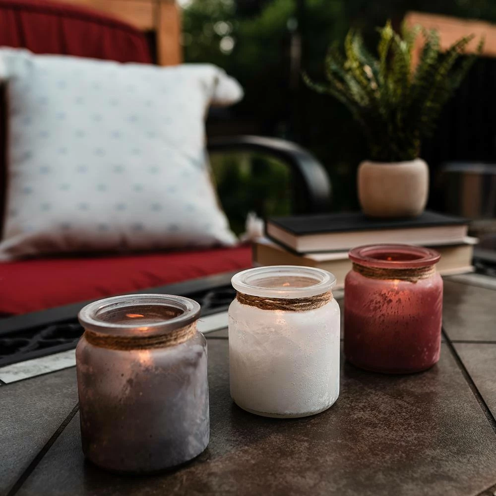 PATIO ESSENTIALS 5 oz. Glass Citronella Sea Salt Candle and Rope Accent (3-Pack) - Image 4