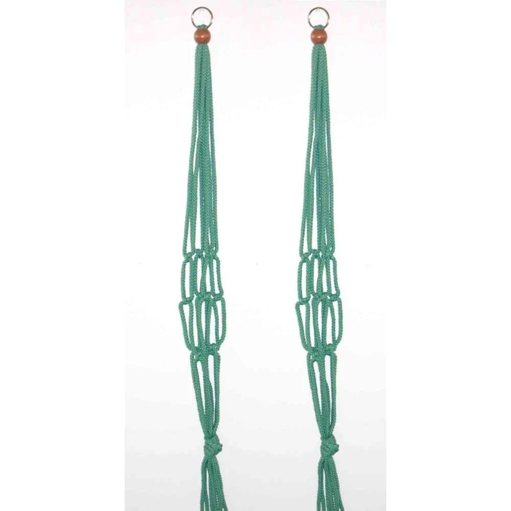 Primitive Planters 36 in. Polypropylene Sage Macrame Plant Hangers (2-Pack)