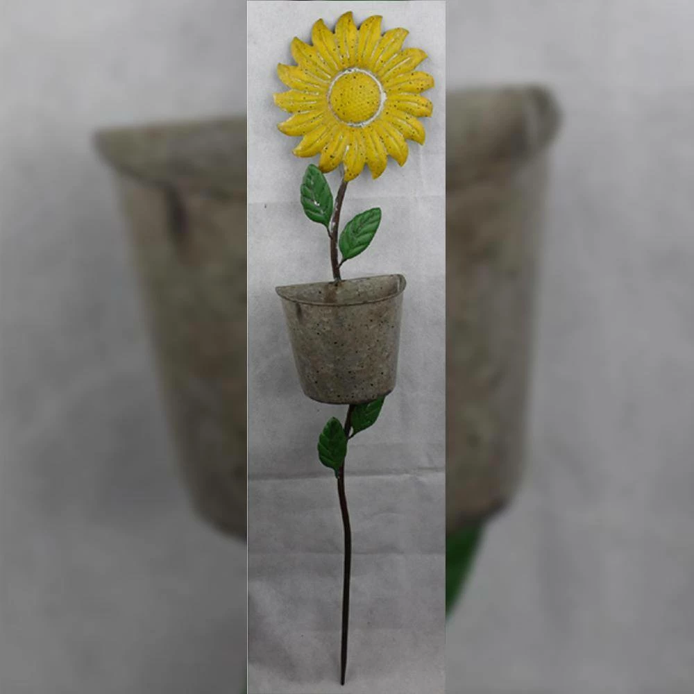 Seasonal Abode Inc Andy Yellow/Gray Iron Sunflower Garden Stake with Pot - Image 5