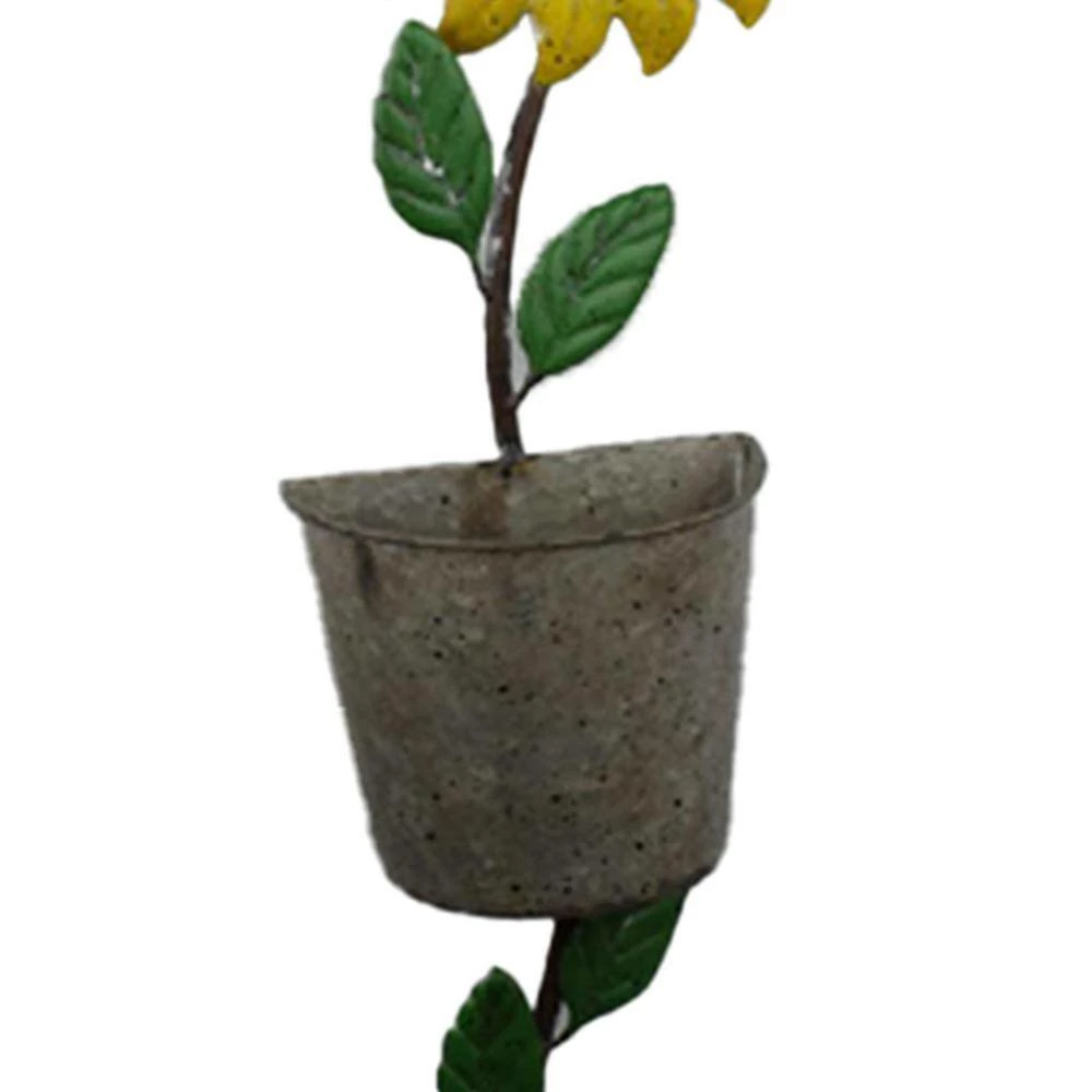 Seasonal Abode Inc Andy Yellow/Gray Iron Sunflower Garden Stake with Pot - Image 3