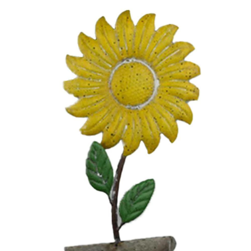 Seasonal Abode Inc Andy Yellow/Gray Iron Sunflower Garden Stake with Pot - Image 2