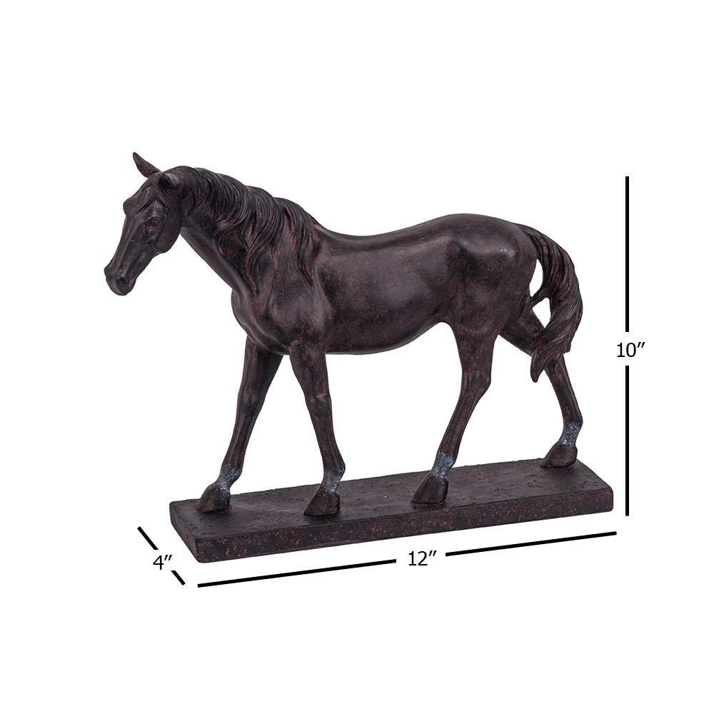 Seasonal Abode Inc Julius Brown Resin Rustic Horse on Base - Image 4