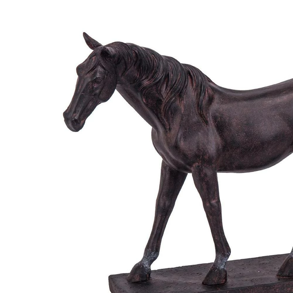 Seasonal Abode Inc Julius Brown Resin Rustic Horse on Base - Image 3