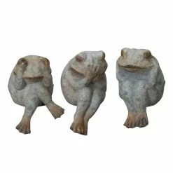 Seasonal Abode Inc Soren Gray Ceramic See No Evil Hear No Evil Speak No Evil Sitting Frog