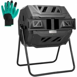 VIVOSUN 5500 oz. Black Tumbling Dual Rotating Compost Bin