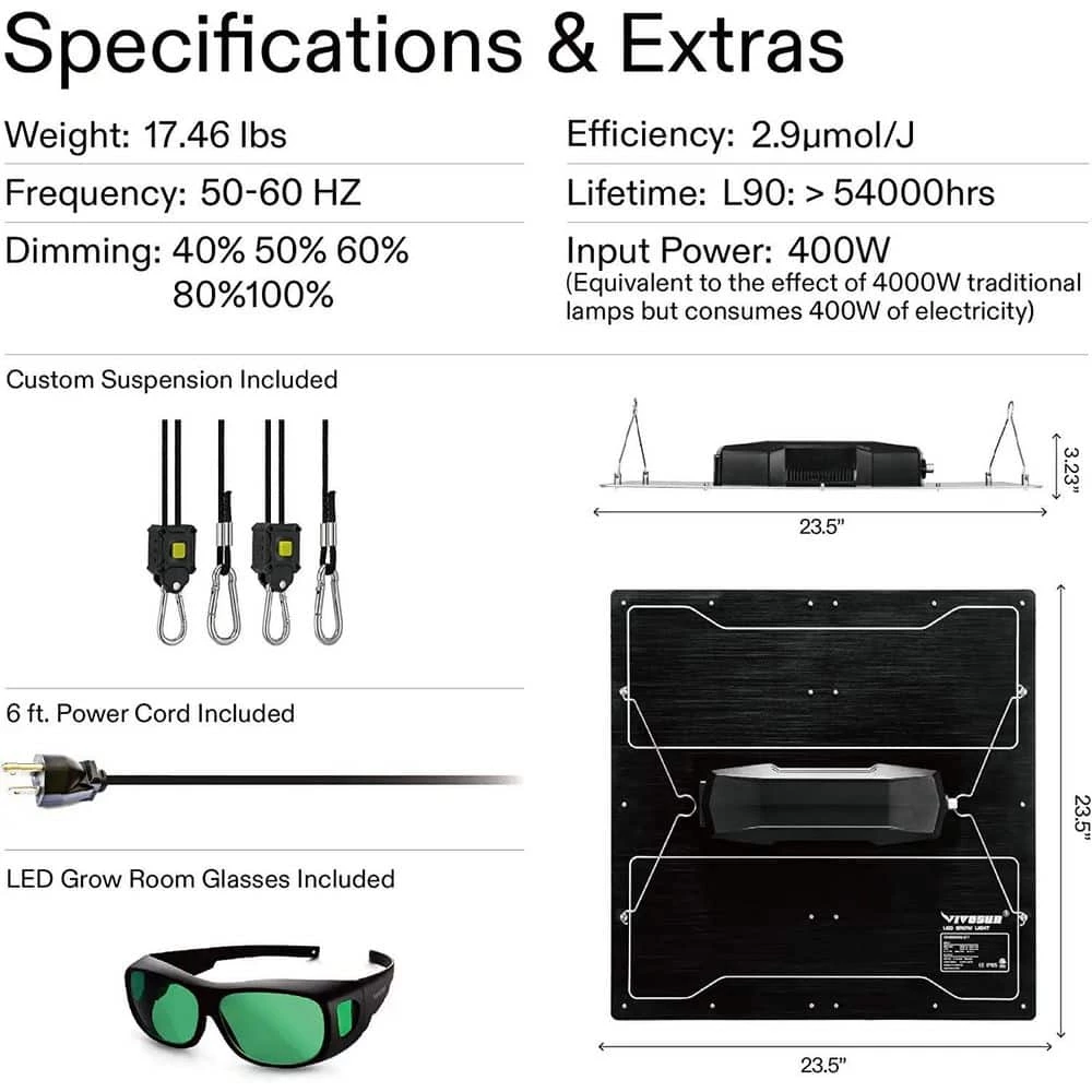 VIVOSUN 400-Watt Full Specturm LED Grow Light with Samsung LM301 Diodes and Brand Driver, Bright White - Image 7