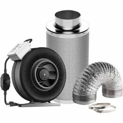 VIVOSUN 6 in. 440 CFM Inline Fan with Speed Controller, 6 in. Carbon Filter and 8 ft. of Ducting