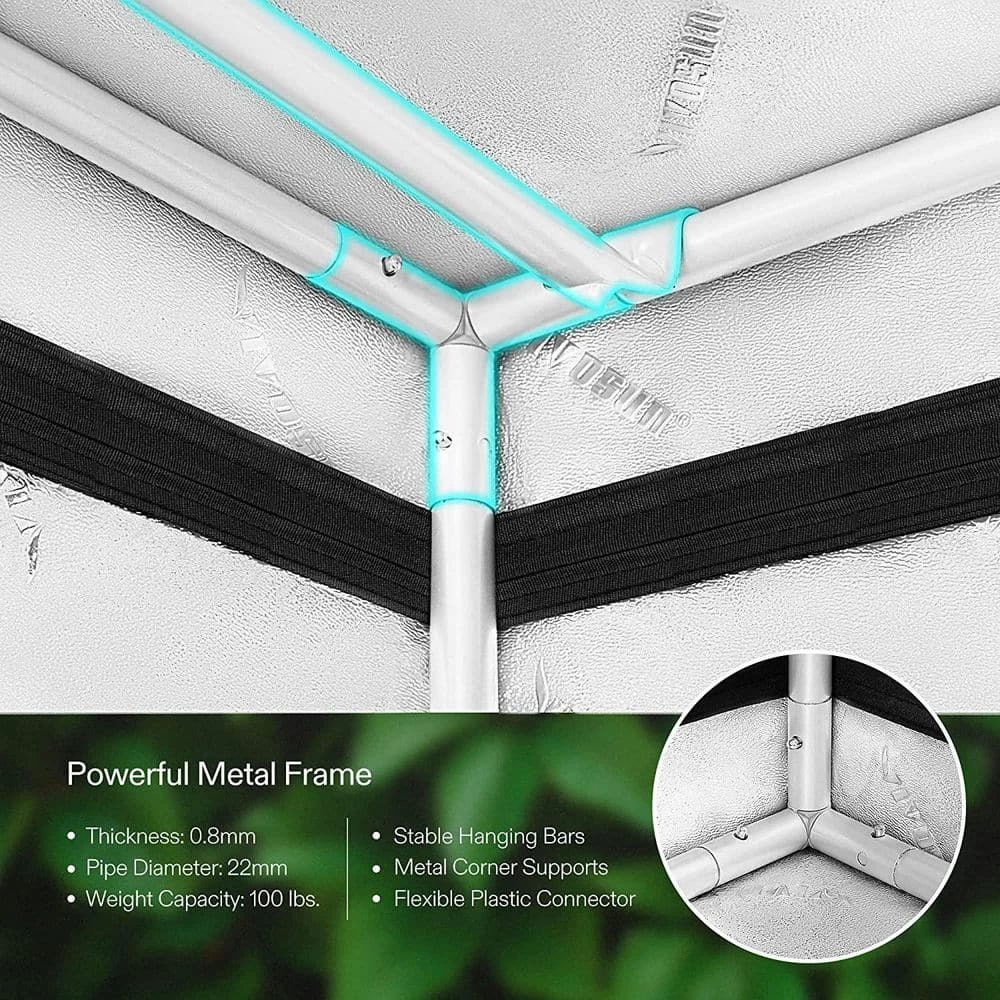 VIVOSUN 4 ft. x 2 ft. Gray Grow Tent with 19 mm Poles, Observation Window and Floor Tray - Image 4