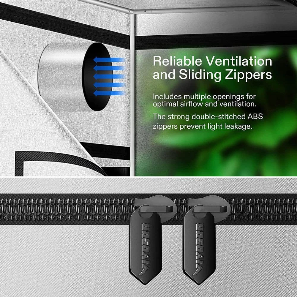 VIVOSUN 4 ft. x 2 ft. Gray Grow Tent with 19 mm Poles, Observation Window and Floor Tray - Image 3