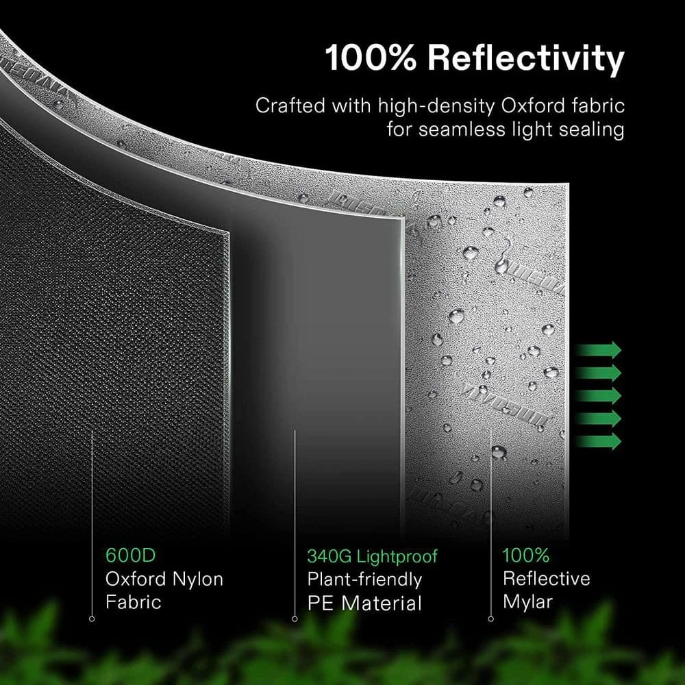 VIVOSUN 4 ft. x 2 ft. Gray Grow Tent with 19 mm Poles, Observation Window and Floor Tray - Image 6