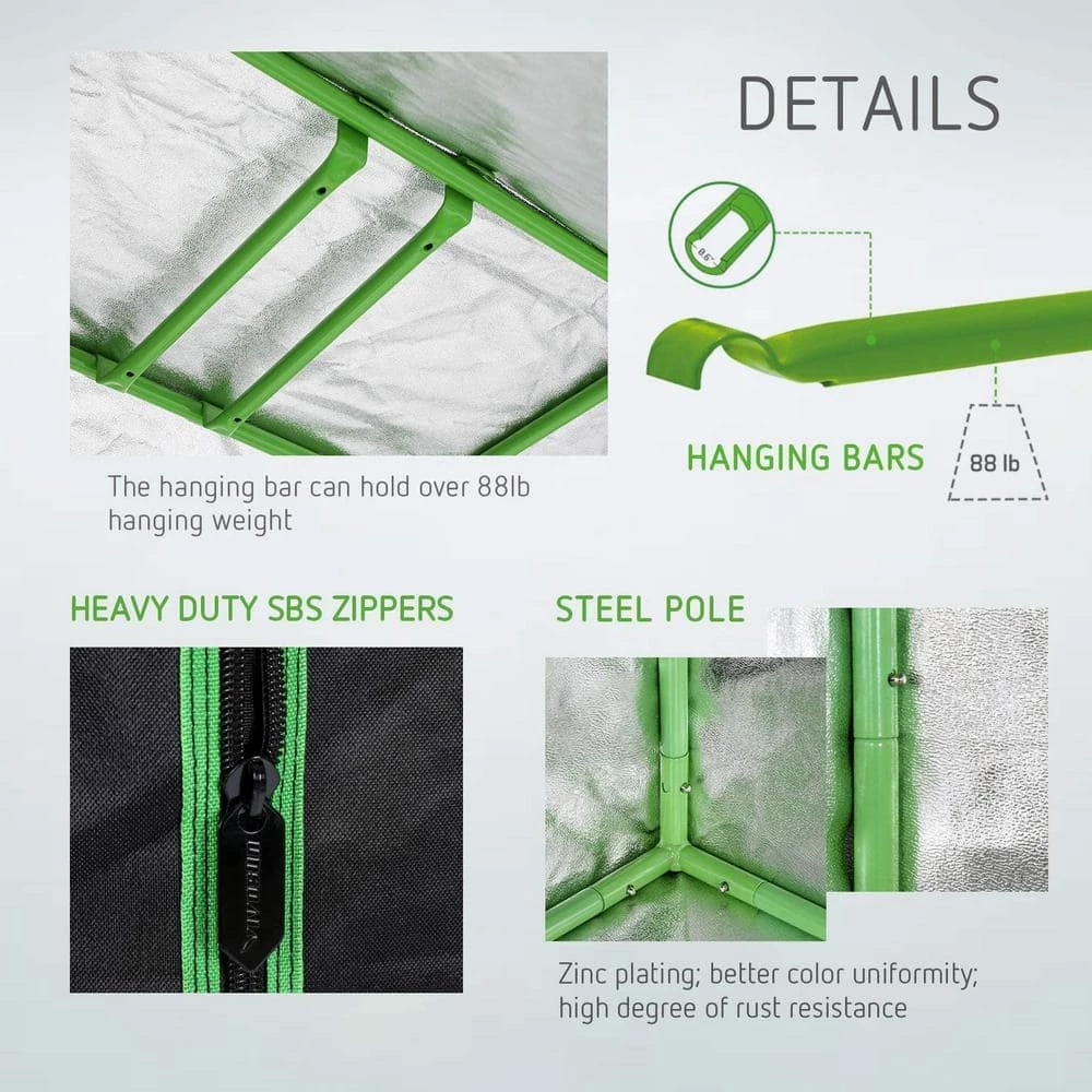 VIVOSUN 2 ft. x 4 ft. Mylar Hydroponic Grow Tent with Observation Window and Floor Tray - Image 7